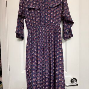 Liz Claiborne Navy and Pink Long Sleeve Dress